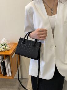 Bolso de mano minimalista y elegante con relieve, bolso de hombro y bandolera de estilo vacacional y universitario para mujeres