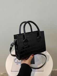 Bolso de mano minimalista y elegante con relieve, bolso de hombro y bandolera de estilo vacacional y universitario para mujeres