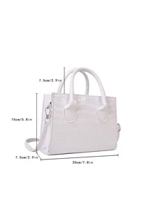 Minimalist Chic Embossed Tote Bag, Fashion Vacation Holiday Campus Style Shoulder Crossbody Bag For Women