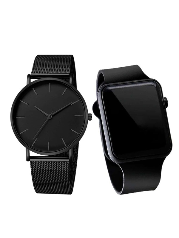 1قطعة ساعة الكوارتز الدائرية و 1قطعة ساعة إلكترونية مربعة كهدية للطلاب العائدين إلى المدرسة