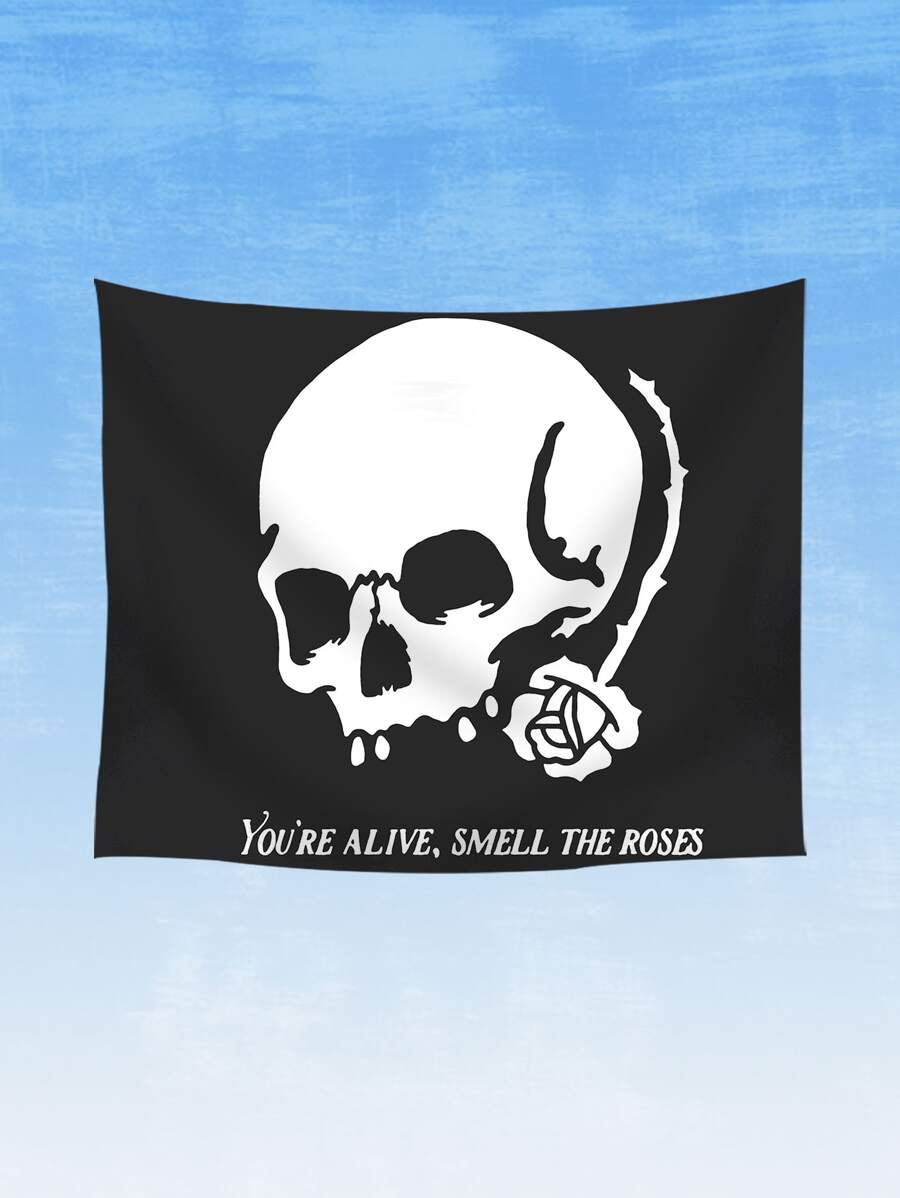 Charley Pangus Slogan & Skeleton Print Tapestry - Multicolor - View 1