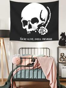 Charley Pangus Slogan & Skeleton Print Tapestry - Multicolor - View 2