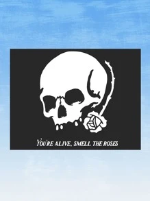 Charley Pangus Slogan & Skeleton Print Tapestry - Multicolor - View 3