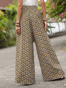 SHEIN VCAY Ditsy Floral Wide Leg Trousers - Multicolor - View 2