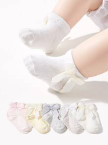 5pairs Baby Bow Decor Socks - Multicolor - View 1