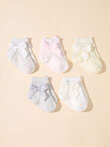 5pairs Baby Bow Decor Socks - Multicolor - View 2