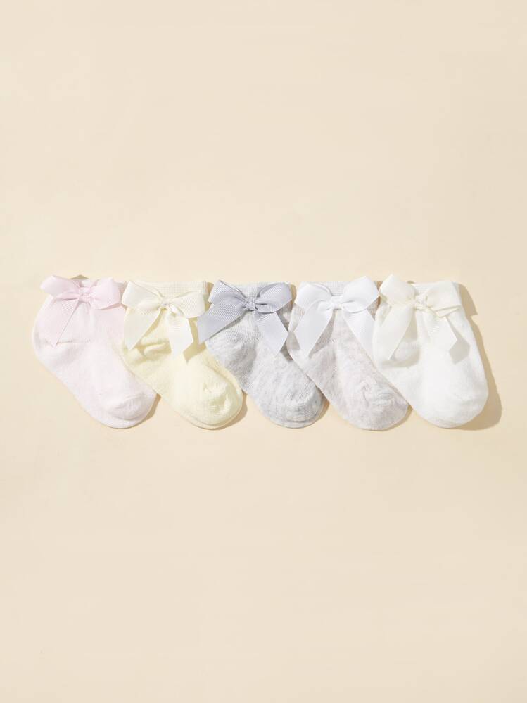 5pairs Baby Bow Decor Socks - Multicolor - View 3