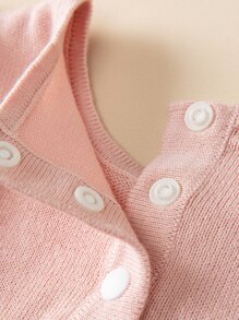 嬰兒素色荷葉邊毛衣裙 - 淺粉色 - 查看 3