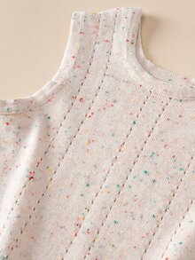 Baby Pointelle Knit Sweater Vest & Knit Shorts - Apricot - View 4