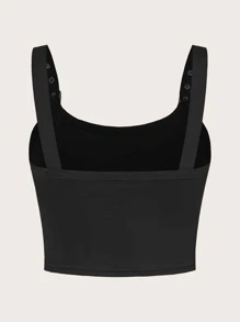 ROMWE Goth Áo khoác và áo lót dành cho xe tăng nữ Thùa khuyết Hình học Giải trí - màu đen - Xem 4