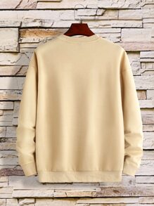 Manfinity Men Bear And Letter Graphic Sweatshirt - Apricot - View 2