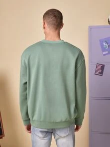 Manfinity 1pc Slogan Graphic Drop Shoulder Sweatshirt - Mint Green - View 2