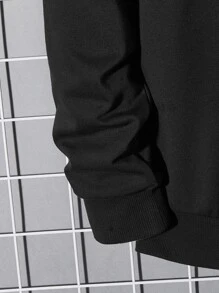 Manfinity Men Letter & Fire Print Pullover - Black - View 4