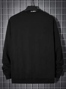 Manfinity Men Letter & Fire Print Pullover - Black - View 2