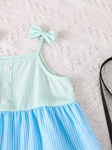 Vestido De Tirantes Con Dobladillo Con Volantes Y Decoración De Lazo Para Niña - Multicolor - Ver 4