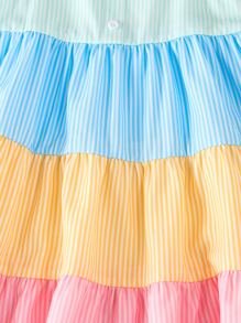 Vestido De Tirantes Con Dobladillo Con Volantes Y Decoración De Lazo Para Niña - Multicolor - Ver 6