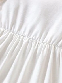 Niñas Vestido con bordado con ojal bajo con fruncido - Blanco - Ver 3