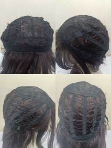 Peluca sintética cosplay largo recto con tupe - Marrón - Ver 7