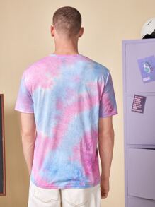 SWAVVY 1pc Tie Dye and Letter Graphic Tee - Multicolor - View 2