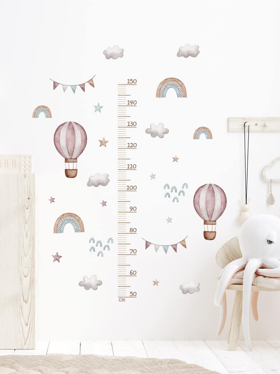 2pcs Hot Air Balloon & Cloud Pattern Decorative Growth Chart - Multicolor - View 1