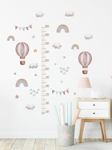 2pcs Hot Air Balloon & Cloud Pattern Decorative Growth Chart - Multicolor - View 2