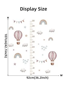 2pcs Hot Air Balloon & Cloud Pattern Decorative Growth Chart - Multicolor - View 3