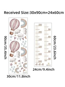 2pcs Hot Air Balloon & Cloud Pattern Decorative Growth Chart - Multicolor - View 4