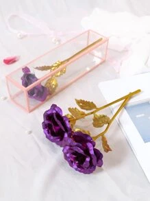 1 bông hoa hồng vĩnh cửu nhiều màu sắc chân thực (kèm hộp trong suốt), lựa chọn hoàn hảo cho ngày lễ tình nhân, ngày của mẹ, kỷ niệm, sinh nhật, đám cưới, đồ trang trí nhà đa năng, lý tưởng cho lễ tạ ơn - Nhiều màu - Xem 1