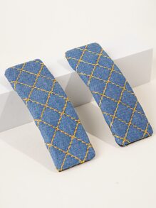 Clip de fixare cu model geometric 2 buc - Albastru - Vizualizare 1