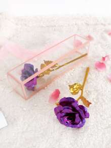 1 bông hoa hồng vĩnh cửu nhiều màu sắc chân thực (kèm hộp trong suốt), lựa chọn hoàn hảo cho ngày lễ tình nhân, ngày của mẹ, kỷ niệm, sinh nhật, đám cưới, đồ trang trí nhà đa năng, lý tưởng cho lễ tạ ơn - Nhiều màu - Xem 7