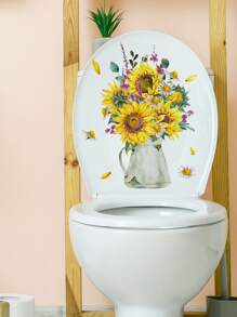 1pc Sunflower Pattern Toilet Lid Decal - Multicolor - View 1