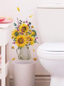 1pc Sunflower Pattern Toilet Lid Decal - Multicolor - View 2