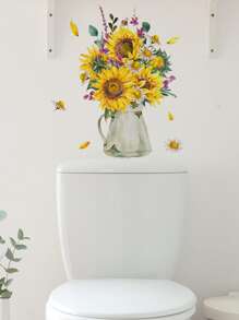 1pc Sunflower Pattern Toilet Lid Decal - Multicolor - View 3