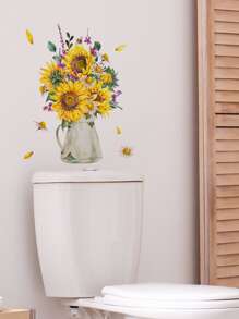 1pc Sunflower Pattern Toilet Lid Decal - Multicolor - View 4