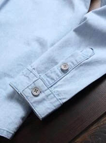 Manfinity Men Plus Dual Pocket Denim Shirt Without Tee - Light Wash - View 6