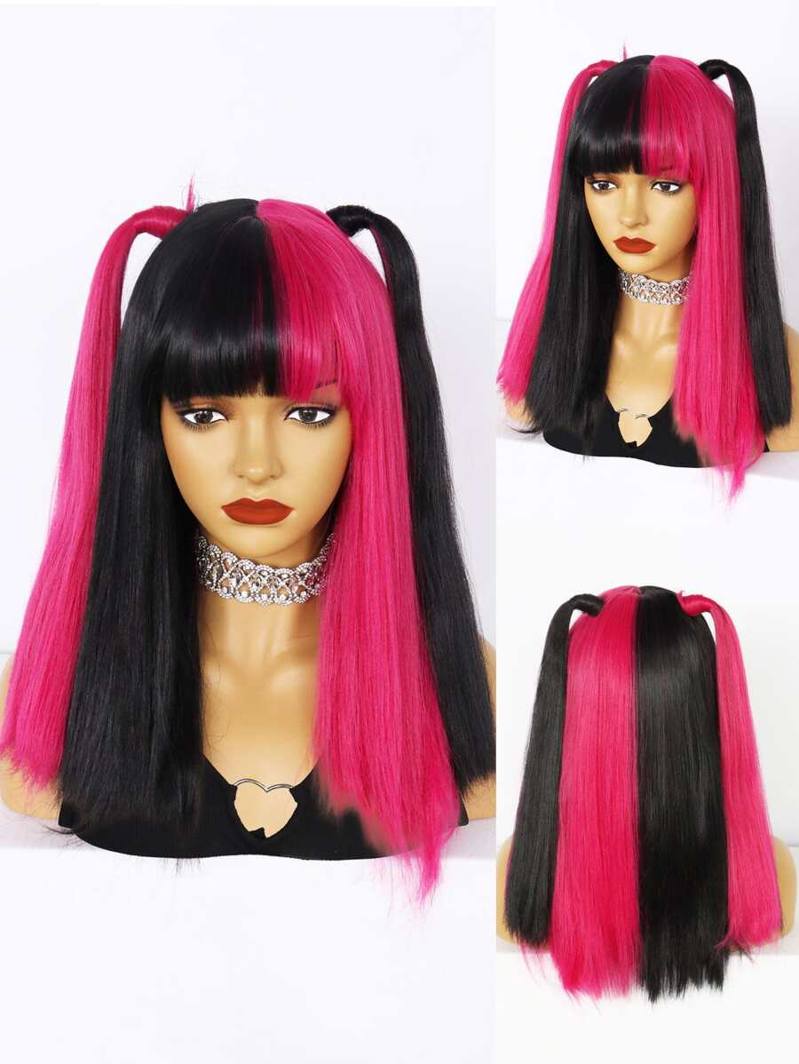 Cosplay Bộ tóc giả tổng hợp thẳng trung bình có tóc mái - Nhiều màu - Xem 1