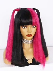 Cosplay Bộ tóc giả tổng hợp thẳng trung bình có tóc mái - Nhiều màu - Xem 3