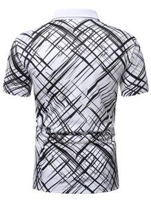 Manfinity Men Plaid Print Polo Shirt - White - View 2