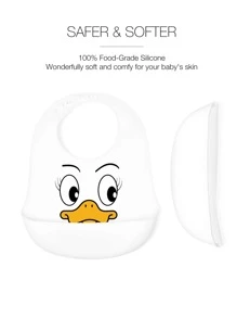 1入組嬰兒鴨子圖案圍兜 - 白色 - 查看 4