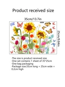 1pc Butterfly & Floral Pattern Toilet Lid Decal, Modern PVC Insect & Flower Print WC Pedestal Pan Cover Sticker For Bathroom - Multicolor - View 5