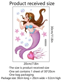 1入組美人魚和水母圖案馬桶蓋貼花