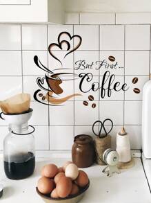 1 件 PVC 墙贴，创意咖啡和标语图形墙贴，适用于卧室、客厅装饰、贴纸、墙贴、乙烯基贴花，用于家居装饰、春季装饰品让您的家焕然一新、Rama 装饰贴纸 - 彩色 - 查看 2