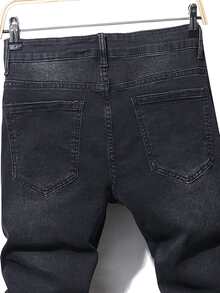 Manfinity Men Ripped Frayed Cat Scratch Skinny Jeans - Black - View 5