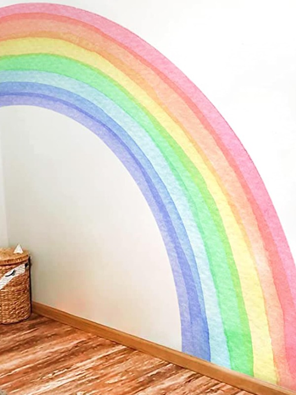 Rainbow Design Wall Sticker, Colorful Self Adhesive Wall Art Decal For