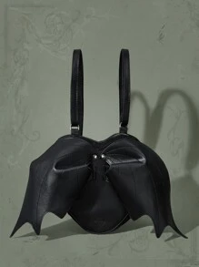 ROMWE Goth Bat Wing Decor Novelty Bag - Black - View 1