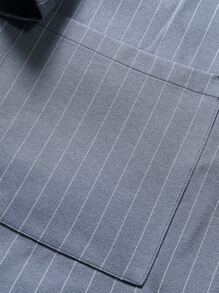 Manfinity Men Vertical Striped Dual Pocket Kimono Without Tee - Grey - View 4