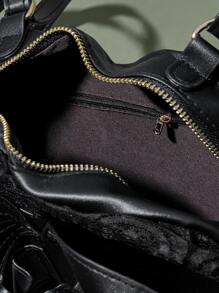 ROMWE Goth Bat Wing Decor Novelty Bag - Black - View 4