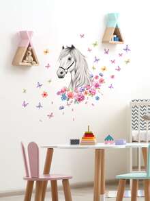 1 miếng dán tường họa tiết hoa & ngựa - Nhiều màu - Xem 4