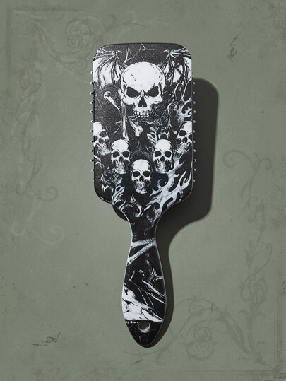 Goth Skeleton Pattern Cushion Hair Brush