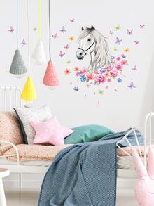 1 miếng dán tường họa tiết hoa & ngựa - Nhiều màu - Xem 5